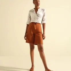 Bermuda Mujer Patprimo Terracota Algodón -Feminora Moda Tienda De Ventas patprimo 3032 8663122 4 product