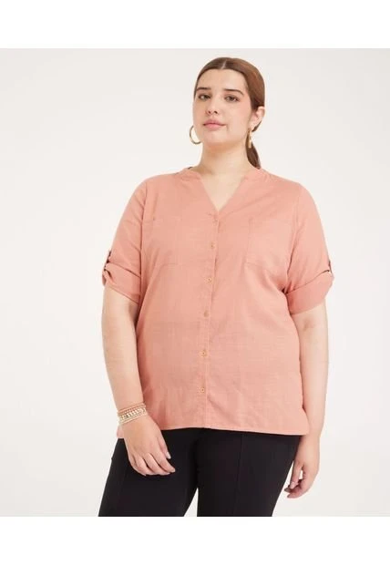 Blusa Para Mujer Patprimo Manga 3/4 Rosa En Algodón 3 Blusa Para Mujer Patprimo Manga 3/4 Rosa En Algodón