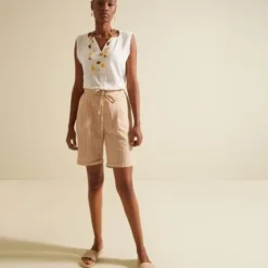 Bermuda Mujer Patprimo Beige Algodón -Feminora Moda Tienda De Ventas patprimo 4278 8450122 4 product