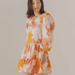 (+) People Vestido Naranja-Blanco People Éxito