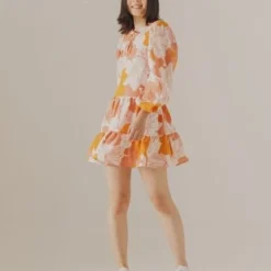 (+) People Vestido Naranja-Blanco People Éxito -Feminora Moda Tienda De Ventas people 5661 5937022 4 product