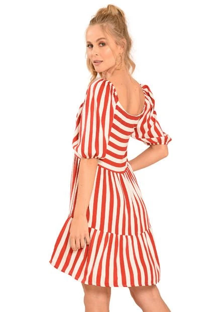 Vestido Stripes Rojo Ragged Pf12510251 4 Vestido Stripes Rojo Ragged Pf12510251 - Imagen 2