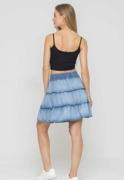 Falda Denim Faroles Azul Ragged Pf51320052 5 Falda Denim Faroles Azul Ragged Pf51320052 - Imagen 3