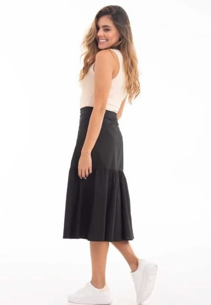 Falda Terranova Midi Negro Ragged Pf11320407 3 Falda Terranova Midi Negro Ragged Pf11320407 - Imagen 2