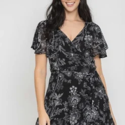 Vestido Amatista Negro Ragged Pf11511083