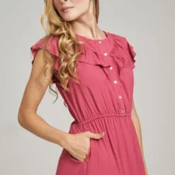 Vestido Midi Bonete Rojo Ragged Pf12510354 -Feminora Moda Tienda De Ventas ragged 8446 0754712 5 product