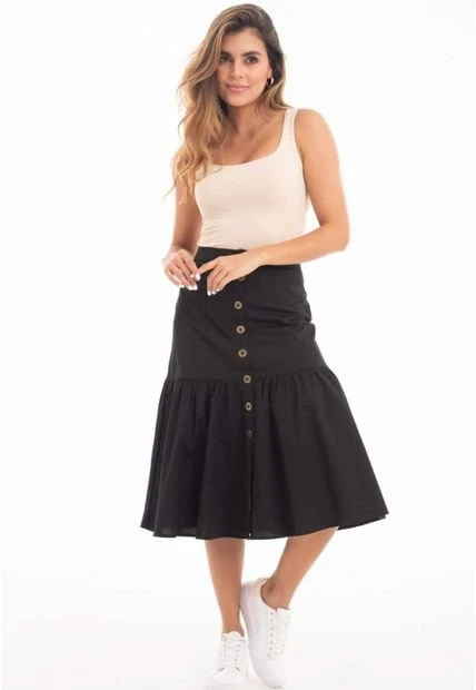 Falda Terranova Midi Negro Ragged Pf11320407 2 Falda Terranova Midi Negro Ragged Pf11320407