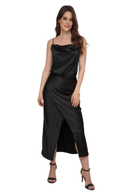 Falda Satin Cruzada Negro Ragged Pf12320147 3 Falda Satin Cruzada Negro Ragged Pf12320147