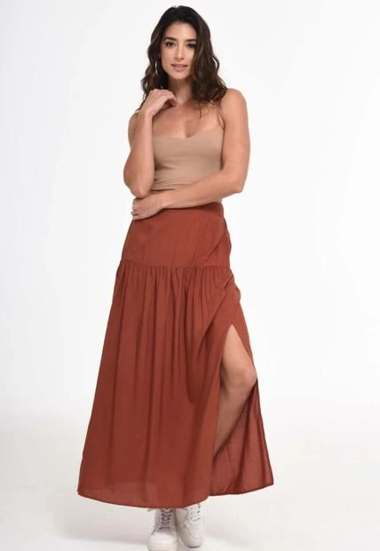 Falda Florencia Café Ragged Pf11320421 3 Falda Florencia Café Ragged Pf11320421