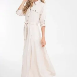 Vestido Largo Cargo Beige Ragged Pf12510318