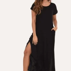 Vestido Largo Nova Negro Ragged Pf12510300