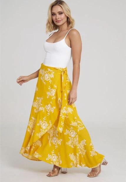 Falda Santorini Amarillo Ragged Pf31320284 4 Falda Santorini Amarillo Ragged Pf31320284 - Imagen 2