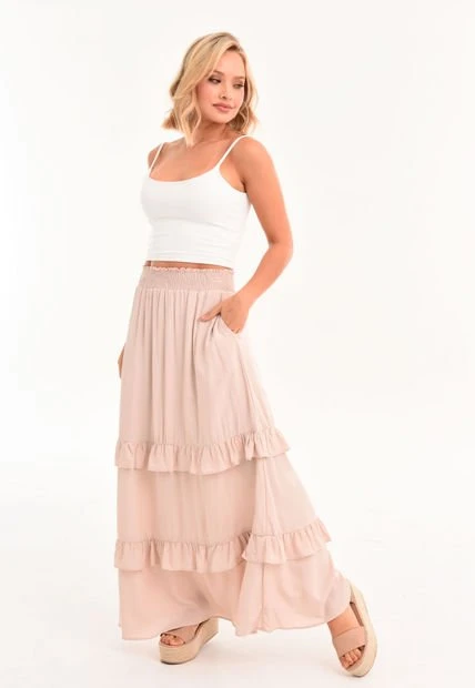 Falda Spring Beige Ragged Pf31320287 4 Falda Spring Beige Ragged Pf31320287 - Imagen 2