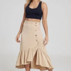 Falda Malfy Beige Ragged Pf31320281