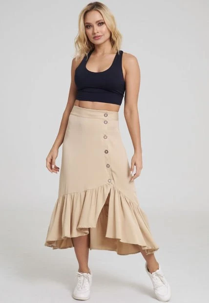 Falda Malfy Beige Ragged Pf31320281 3 Falda Malfy Beige Ragged Pf31320281