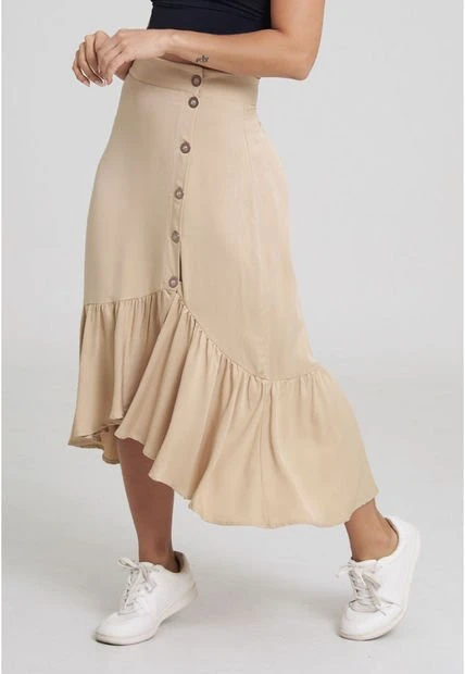 Falda Malfy Beige Ragged Pf31320281 4 Falda Malfy Beige Ragged Pf31320281 - Imagen 2