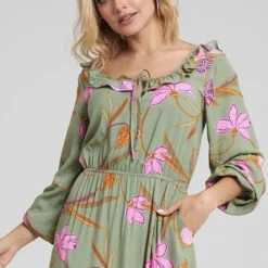 Vestido Midi Nabila Verde Ragged Pf31511120 -Feminora Moda Tienda De Ventas ragstyle 8766 4879122 3 product