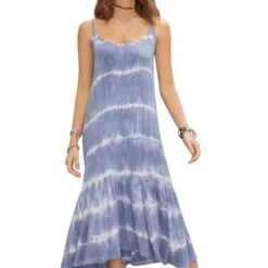 Vestido Largo Para Mujer Estampado Tie Dye Azul Rutta