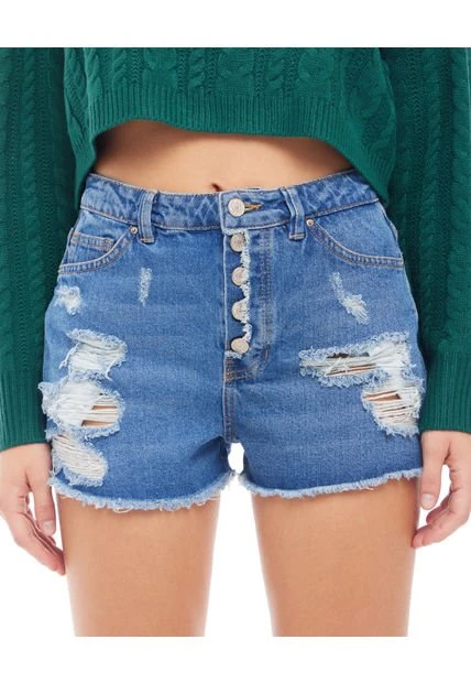 Short Mujer Seven Azul Algodón 3 Short Mujer Seven Azul Algodón - Imagen 2