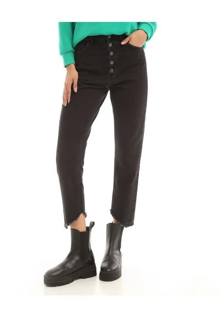 Jean Mujer Seven Mom Negro Algodón 4 Jean Mujer Seven Mom Negro Algodón - Imagen 2