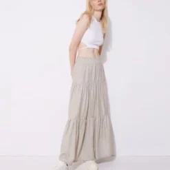 Falda Mujer Seven Largo Café Viscosa