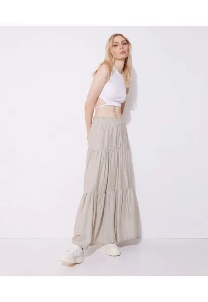 Falda Mujer Seven Largo Café Viscosa 3 Falda Mujer Seven Largo Café Viscosa