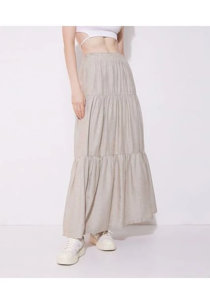 Falda Mujer Seven Largo Café Viscosa 4 Falda Mujer Seven Largo Café Viscosa - Imagen 2