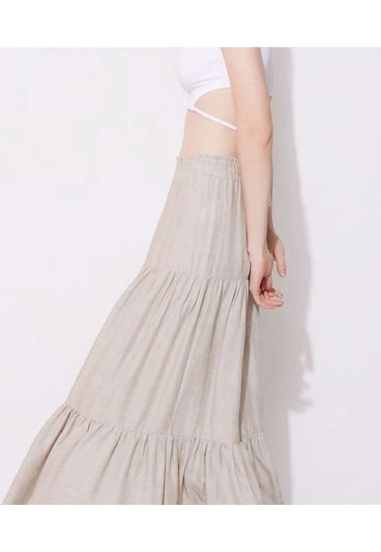 Falda Mujer Seven Largo Café Viscosa 5 Falda Mujer Seven Largo Café Viscosa - Imagen 3