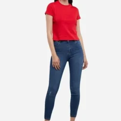 Jean Mujer Seven Push Up Azul Algodón