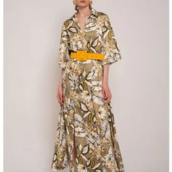 Vestido Camisero Estampado Est Verde S