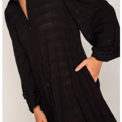 Vestido Largo Camisero Negro M -Feminora Moda Tienda De Ventas spirito 0523 5180222 3 product