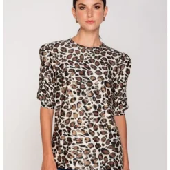 Blusa Con Recogido En Manga Est Taupe M