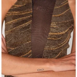 Vestido Corto Con Escote Profundo Dorado M -Feminora Moda Tienda De Ventas spirito 9169 9908122 3 product