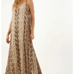 Vestido Largo Estampado De Pitón Para Mujer