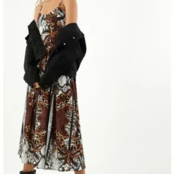 Vestido Con Escote Tipo Corsé Estampado Para Mujer