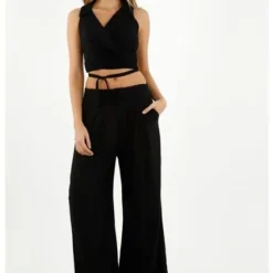 Camisa Tipo Chaleco Negra Para Mujer