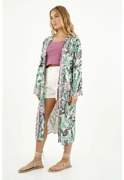 Kimono Crudo Estampado Para Mujer 4 Kimono Crudo Estampado Para Mujer - Imagen 2